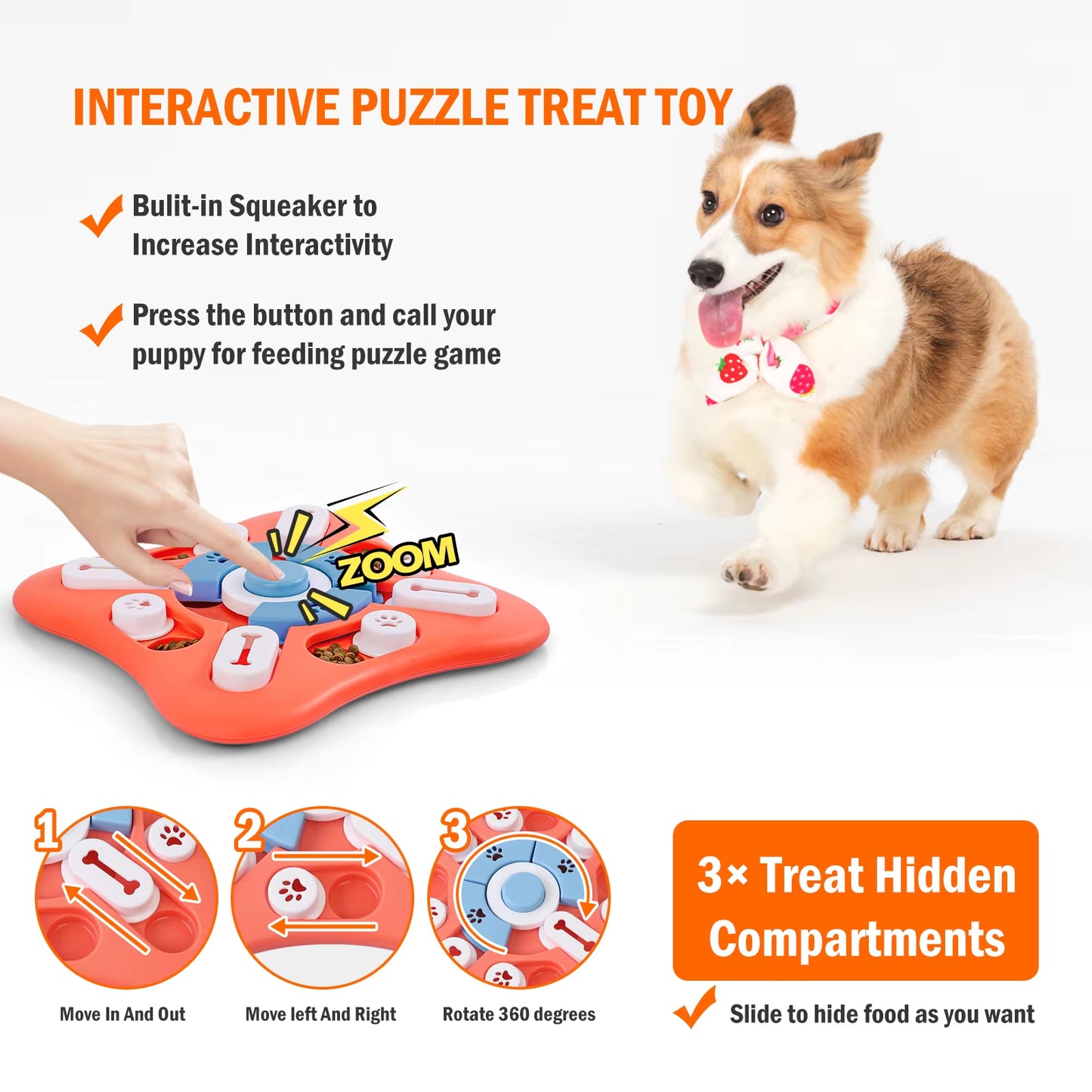 Dog Puzzle Toy for IQ Training & Mental Enrichment, Interactive Dog Toys for Large Medium Small Dogs,Dog Treat Puzzle Dispensin