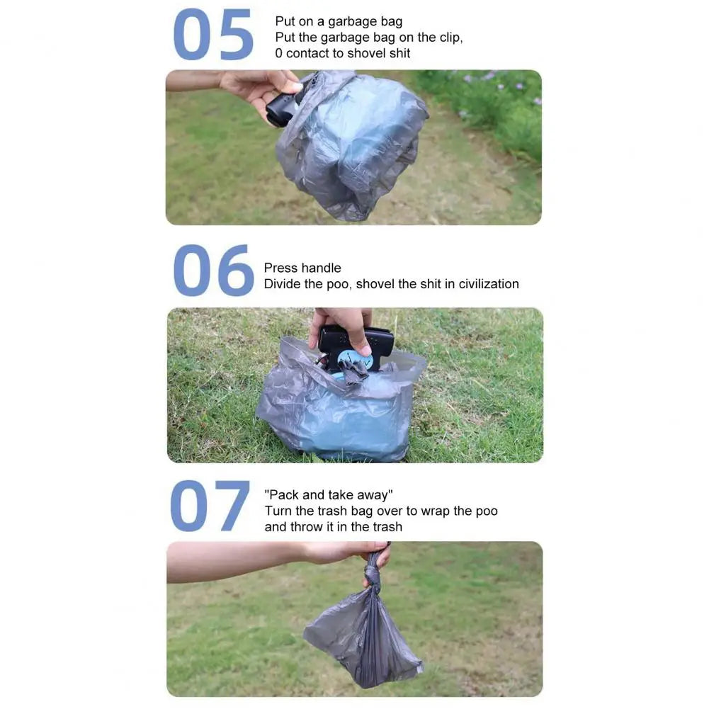 Foldable Dog Pooper Scooper Pet Travel Waste Litter Disposal Picker Shovel with Decomposable Bags Poop Scoop Pick up Cleaner