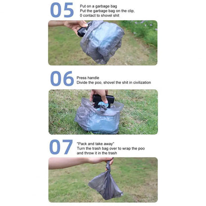 Foldable Dog Pooper Scooper Pet Travel Waste Litter Disposal Picker Shovel with Decomposable Bags Poop Scoop Pick up Cleaner