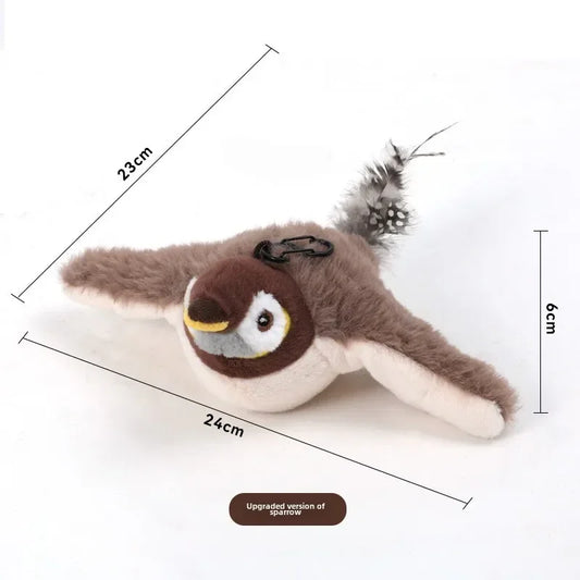 Flying Bird Cat Toy Interactive Cat Toys Rechargeable Chirping Flapping Bird(No Flying) Can Add Catnip Touch Activated Plush Toy