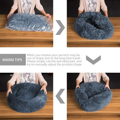 SnuggleNest: 40-90cm Round Ergonomic Comfortable Bed for Pets
