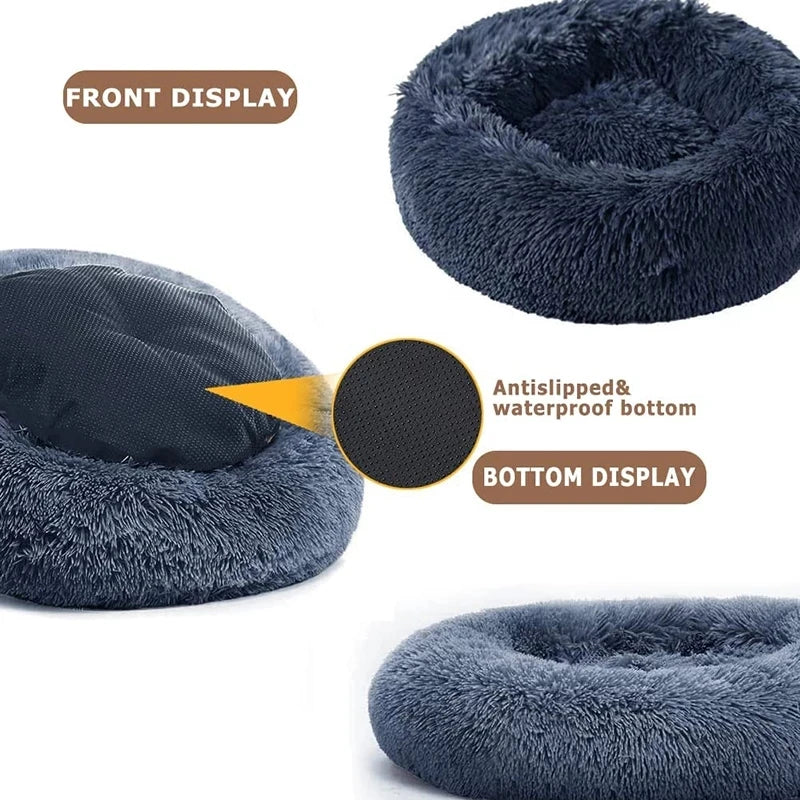 SnuggleNest: 40-90cm Round Ergonomic Comfortable Bed for Pets