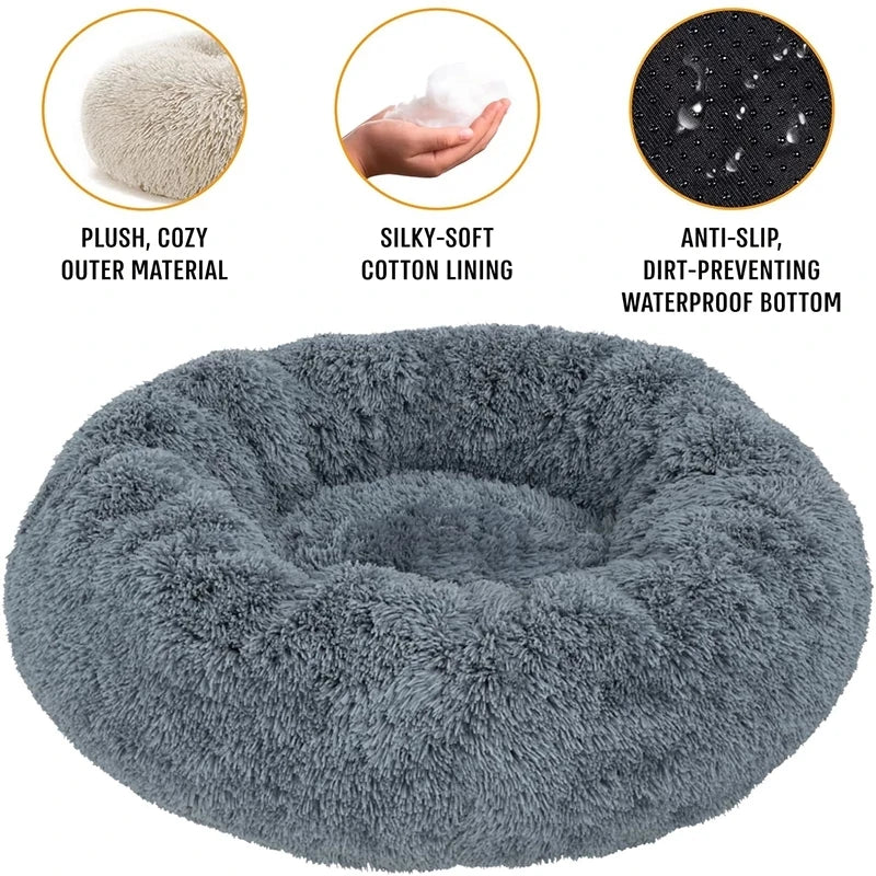 SnuggleNest: 40-90cm Round Ergonomic Comfortable Bed for Pets