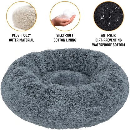 SnuggleNest: 40-90cm Round Ergonomic Comfortable Bed for Pets