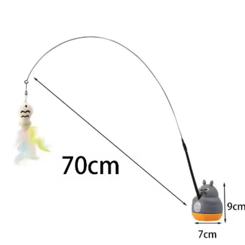 New Cat Funny Cat Stick Steel Wire Long Pole Feather Cute Cat Toy Kitten Fishing Rotating Self-Pleasure Relief Pet Toy